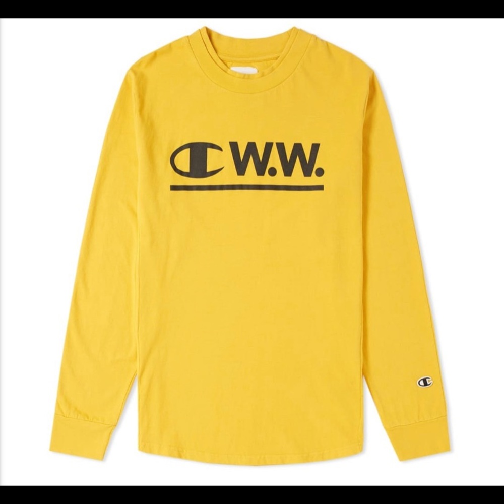 Champion x Wood Wood Long Sleeve Logo Tee Yellow